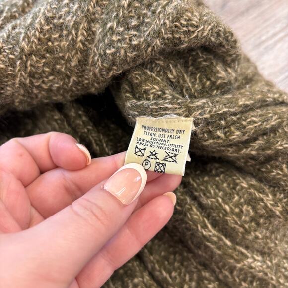 Vintage 90s Eddie Bauer Green Womens S Petite Collared Knit Wool Sweater - Picture 5 of 9